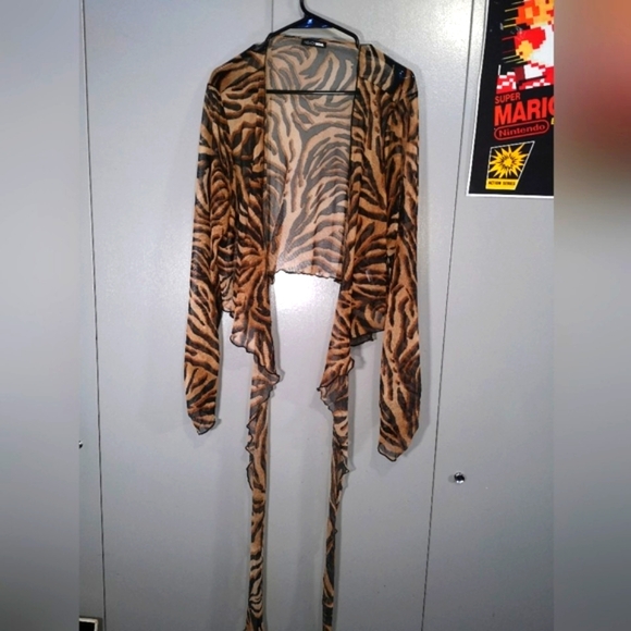 Fashion Nova Megan Thee Stallion Tiger Print Mesh Cover up - Picture 2 of 5